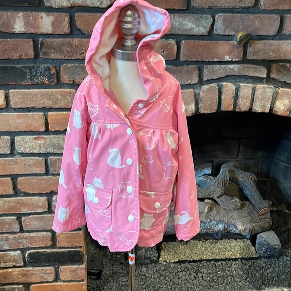 Hatley Cat Mouse Print Pink Raincoat 